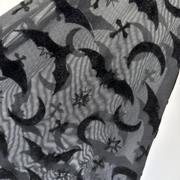 ROMWE Women's Top S Black Velvet Burnout Whimsigoth Whitchy Gothic Bell Sleeves - Picture 3 of 9